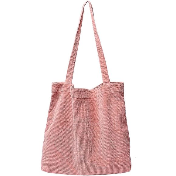 Corduroy Tote Bag Girl Casual Work Canvas Shoulder Handbags Cute :[ - Picture 1 of 5